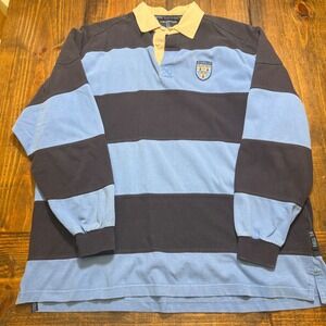 Hill 16 Traditional Craft Dublin Rugby Shirt Mens 2XL Navy Blue Striped Jersey